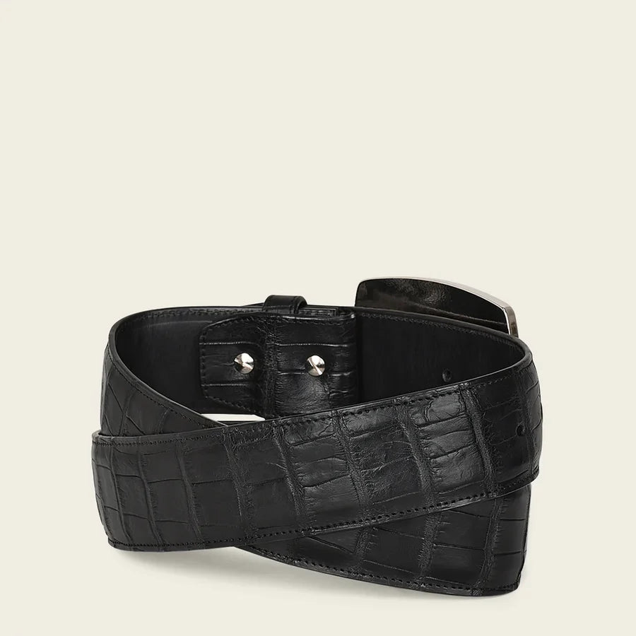 Cuadra Imperio Men’s Black Alligator Laser & Embroidery Narrow Square Toe