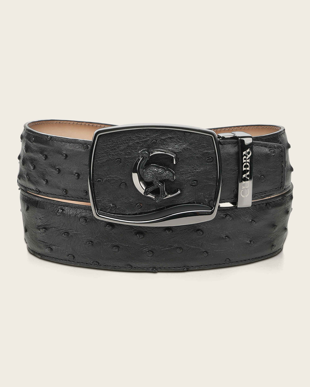 Men's Cuadra Black Genuine Ostrich Leather Belt BC479/CV519A1