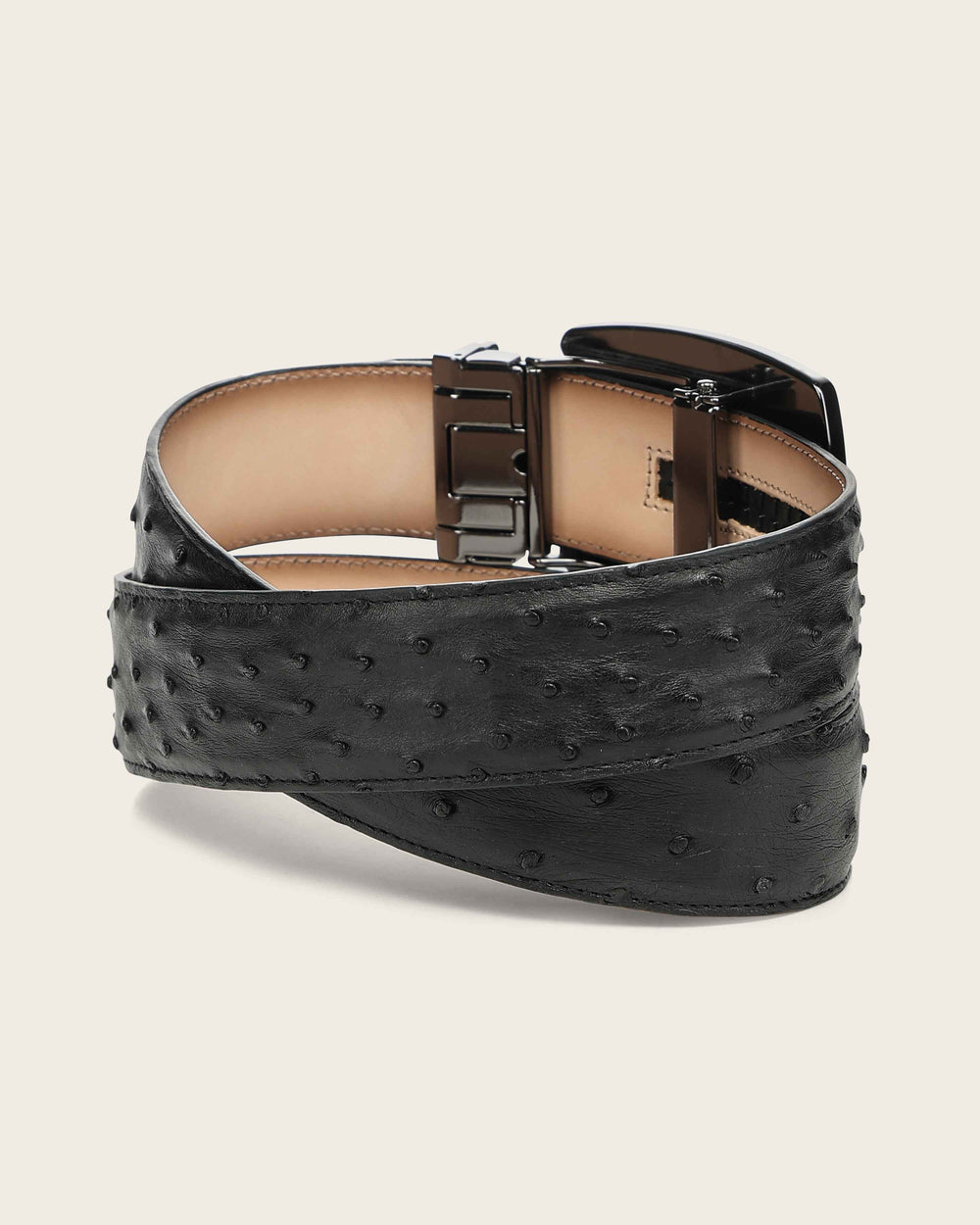 Men's Cuadra Black Genuine Ostrich Leather Belt BC479/CV519A1