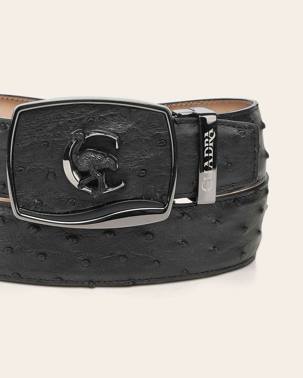 Men's Cuadra Black Genuine Ostrich Leather Belt BC479/CV519A1