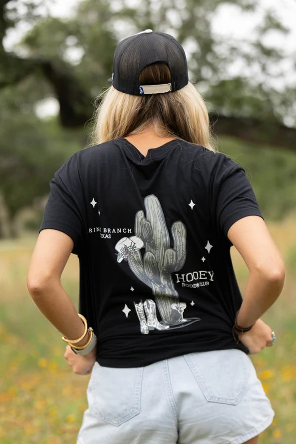 Hooey Women's T-Shirt "Social Club" Black w/Grey Cactus