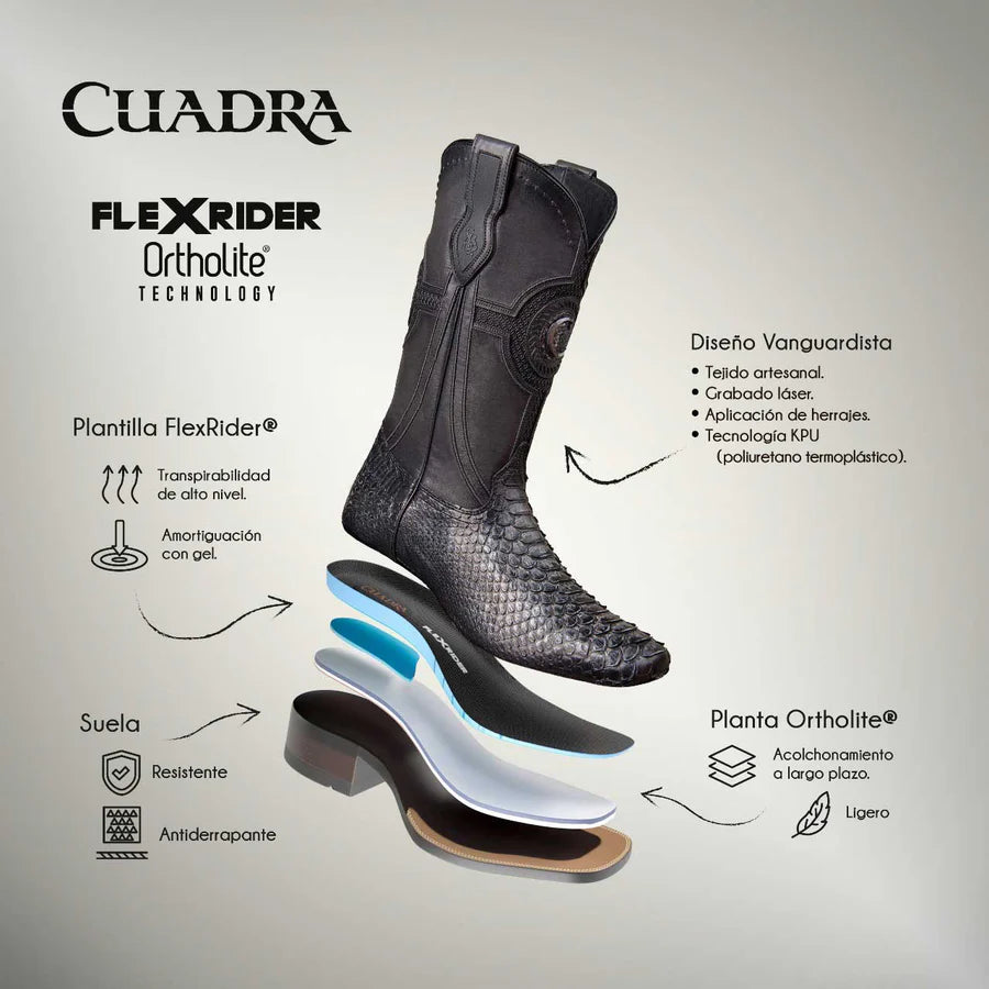 Cuadra Genuine Black Pirarucu Leather Cowboy Boot for Men 3Z2YPI/CU979-L