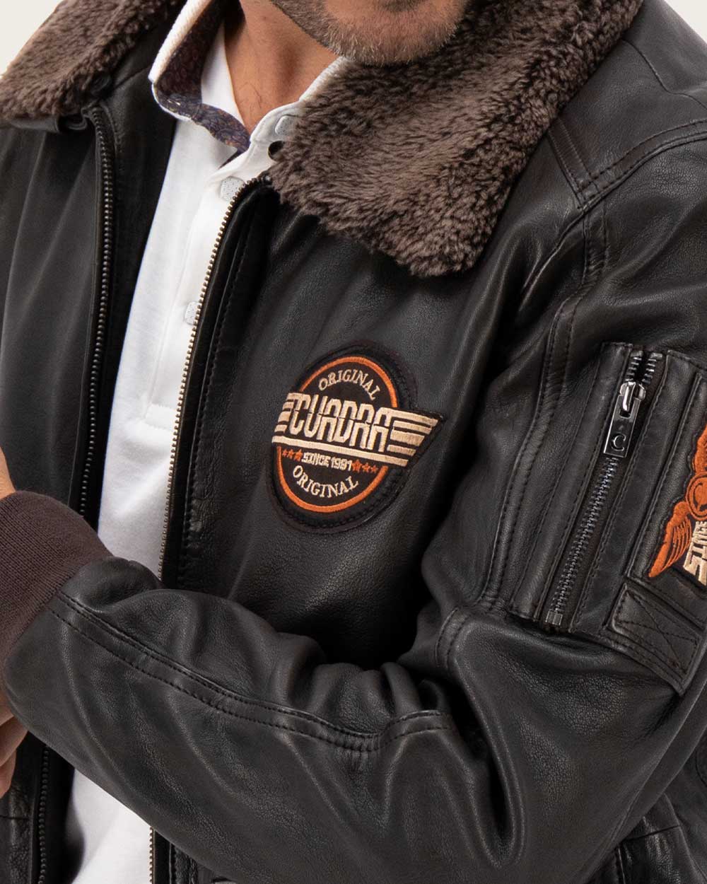 CUADRA BROWN AVIATOR STYLE JACKET JC215