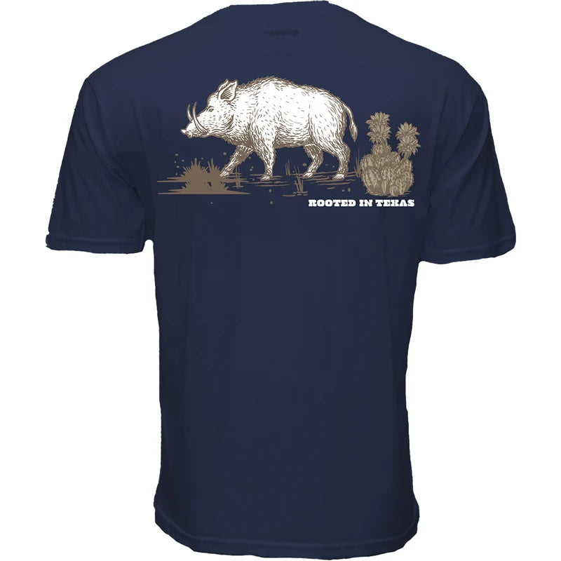 HOOEY MENS T-SHIRT "JAVELINA" NAVY W/WHITE & TAN