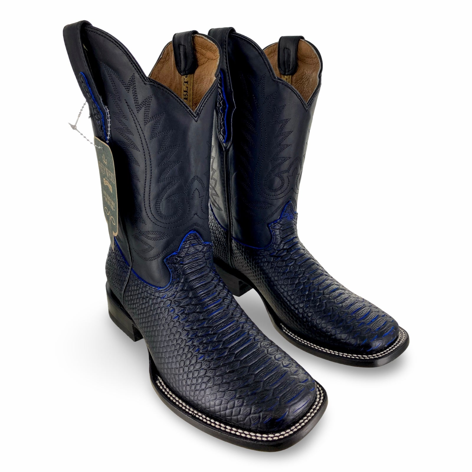 Reywelt Men's 070 PTBZC Pithon Salvaje Azul Acua Cabret Negro L-51191