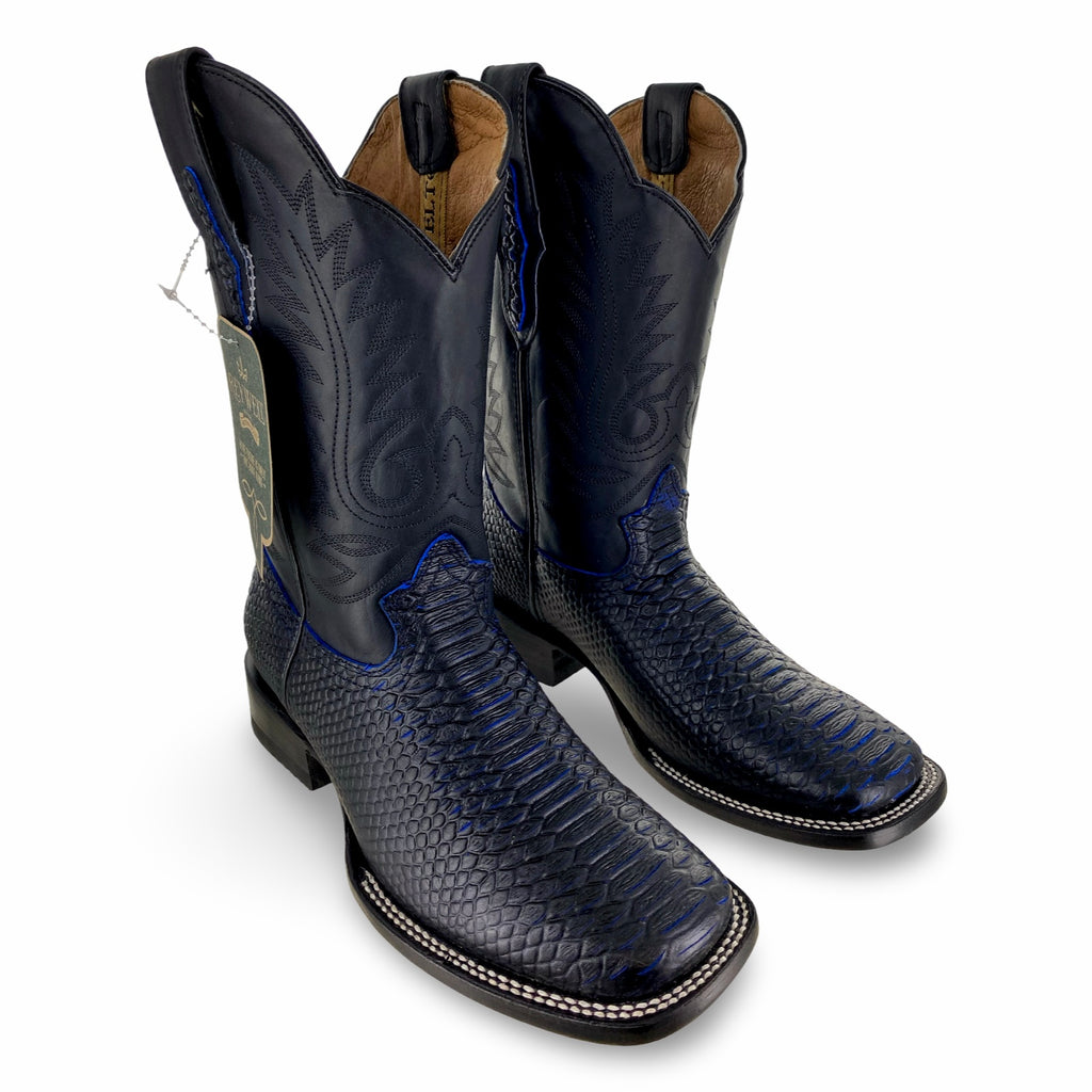 Reywelt Men's 070 PTBZC Pithon Salvaje Azul Acua Cabret Negro L-51191