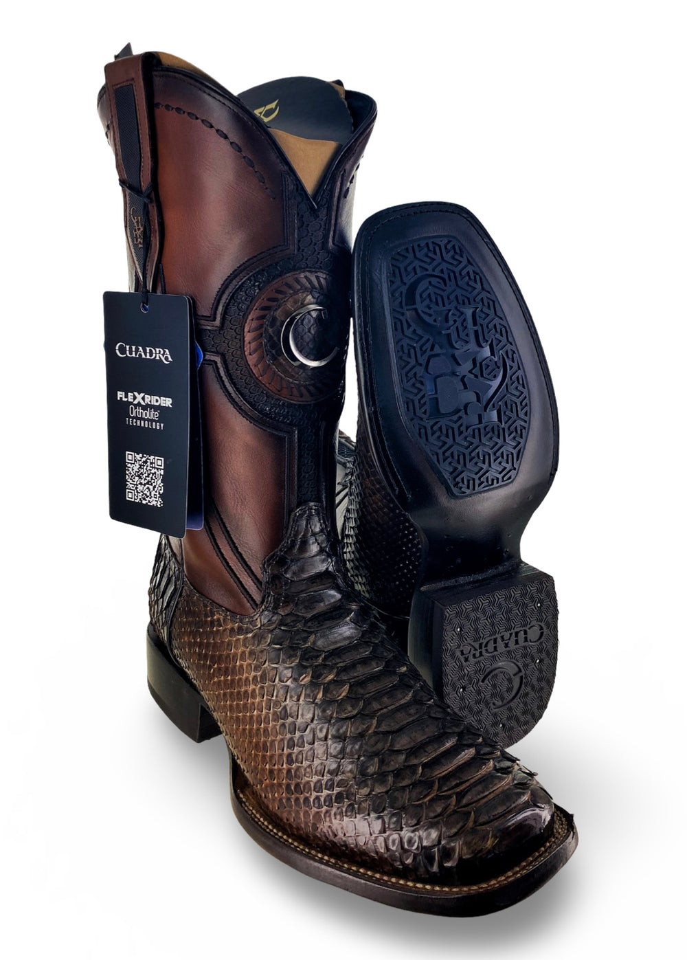 Cuadra Mens Coffee Maverick Python Back Boots CU978-L