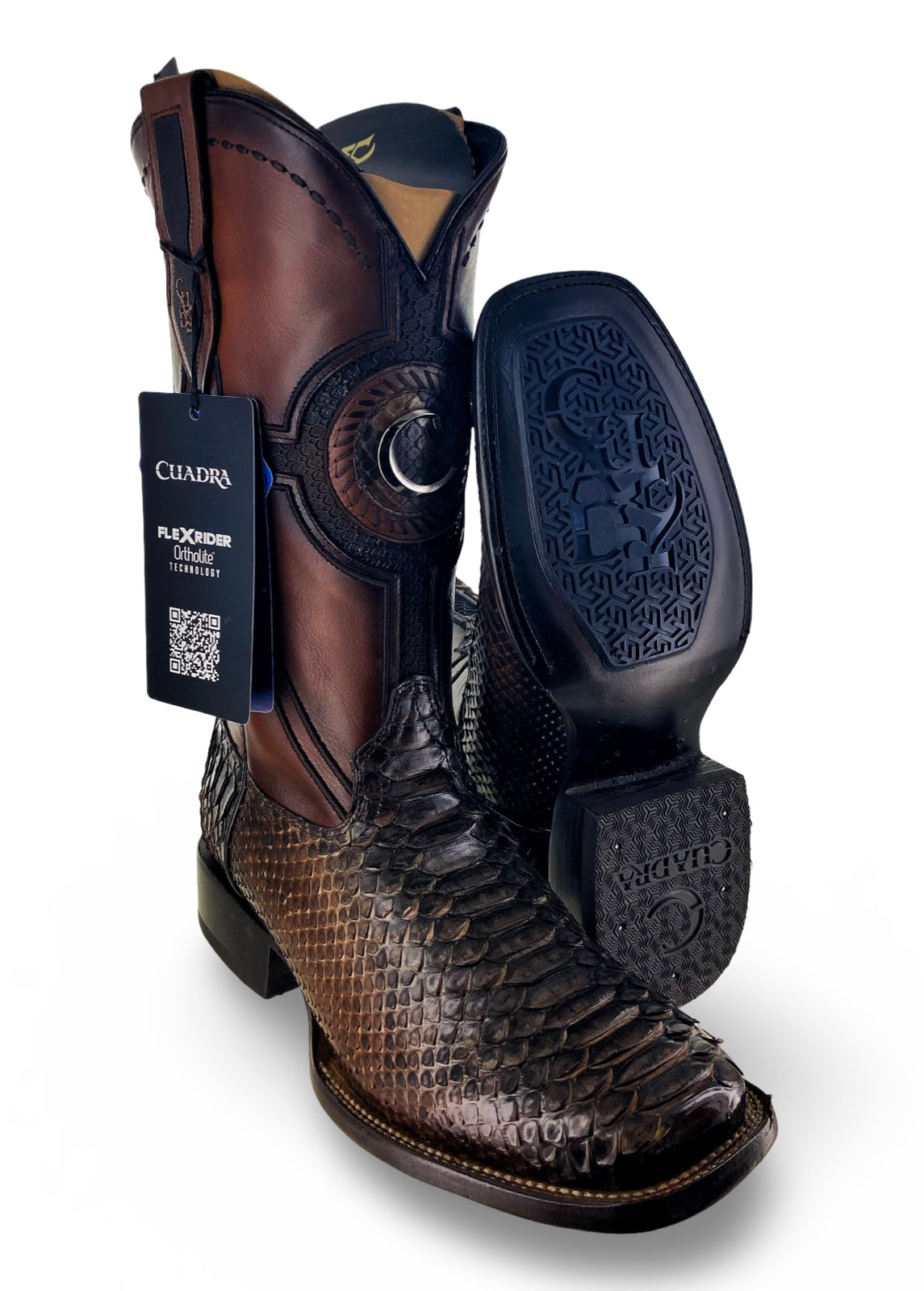 Cuadra Mens Coffee Maverick Python Back Boots CU978-L