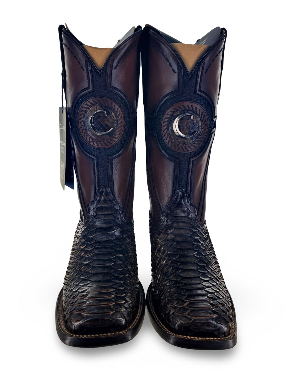 Cuadra Mens Coffee Maverick Python Back Boots CU978-L