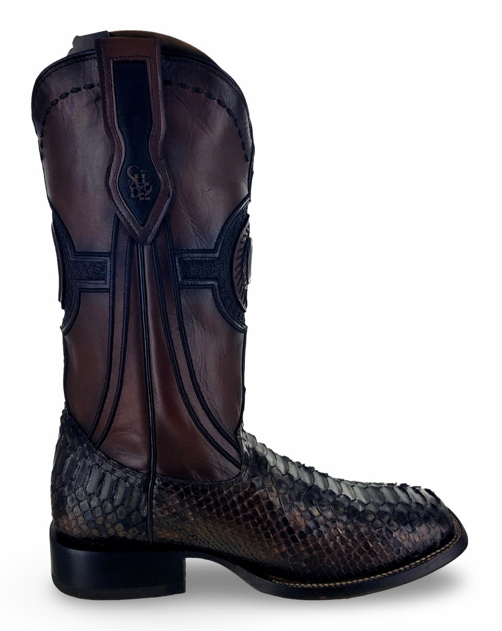 Cuadra Mens Coffee Maverick Python Back Boots CU978-L