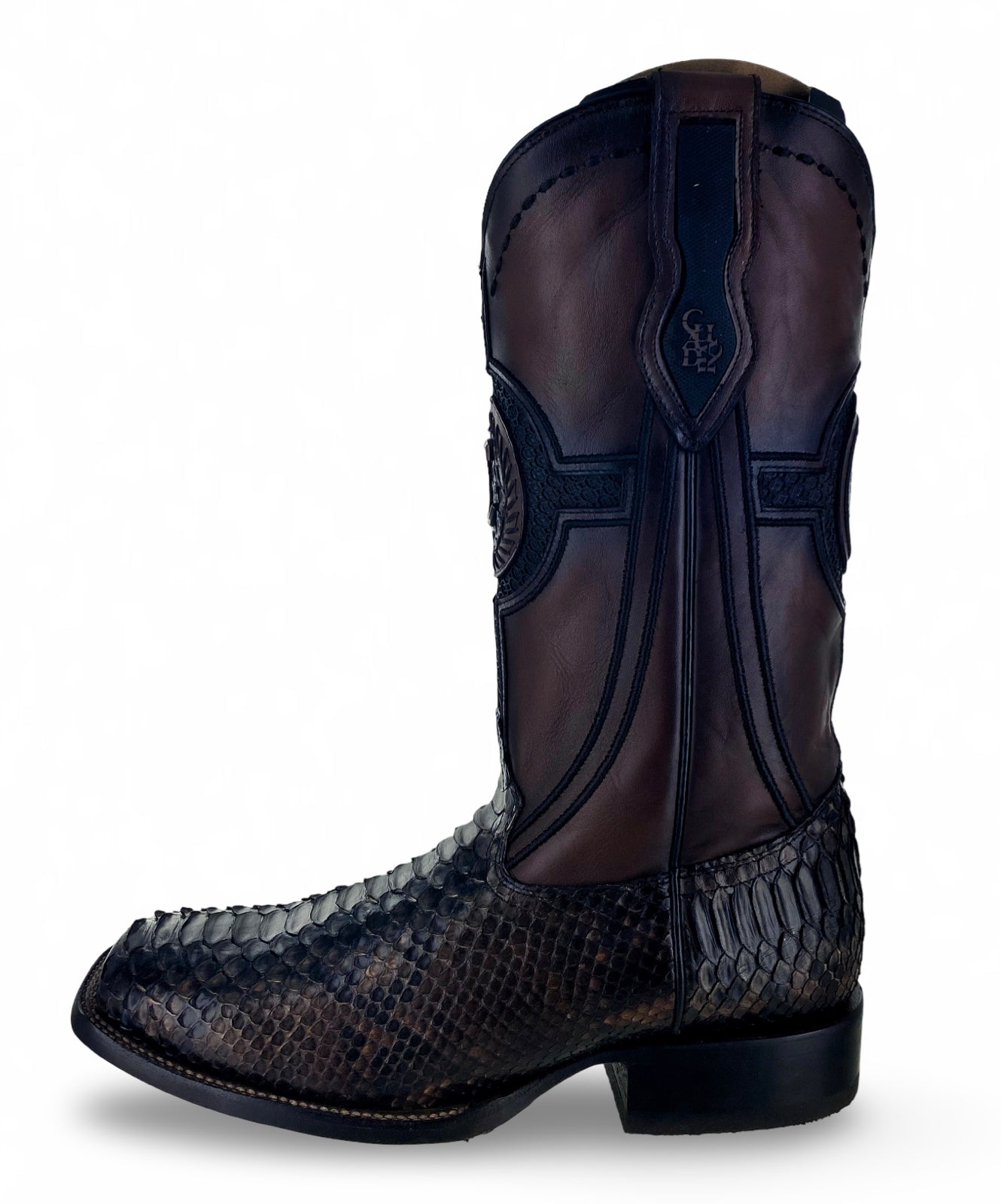 Cuadra Mens Coffee Maverick Python Back Boots CU978-L