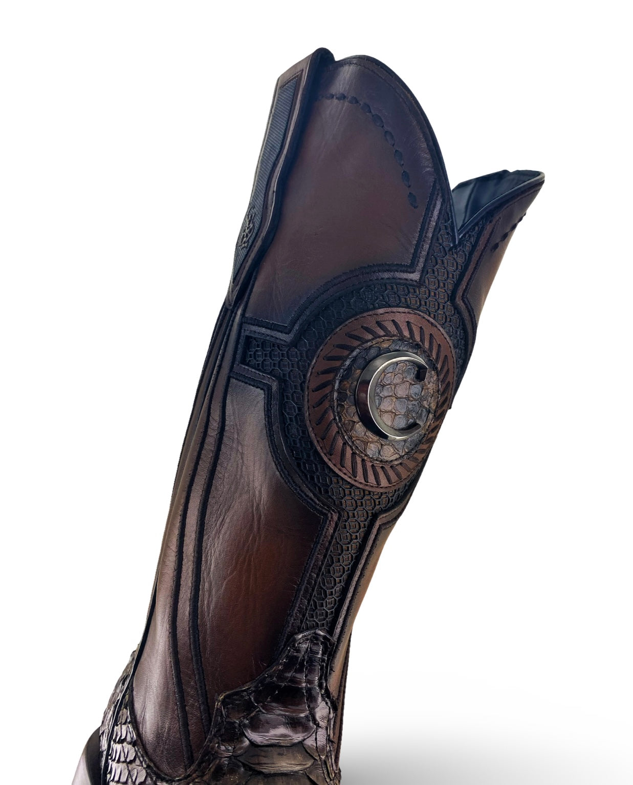 Cuadra Mens Coffee Maverick Python Back Boots CU978-L