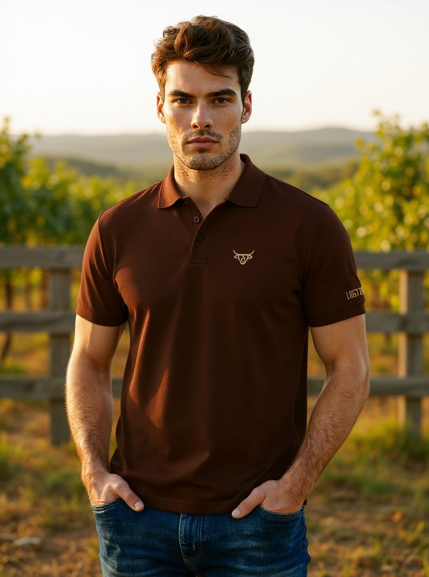 Lost Calf Men's Dark Brown Polo