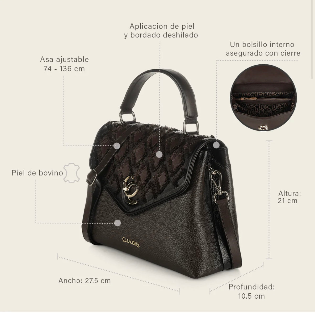 CUADRA | Women's Coffee Azteca Genuine Bovine Leather BOD4ARS