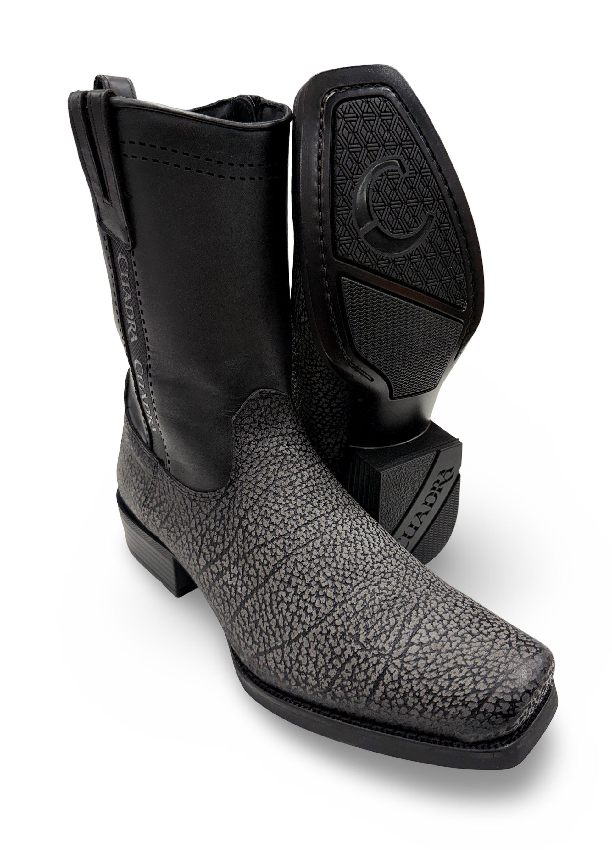Cuadra Mens Grey Black American Bison Boots 1J4KBN