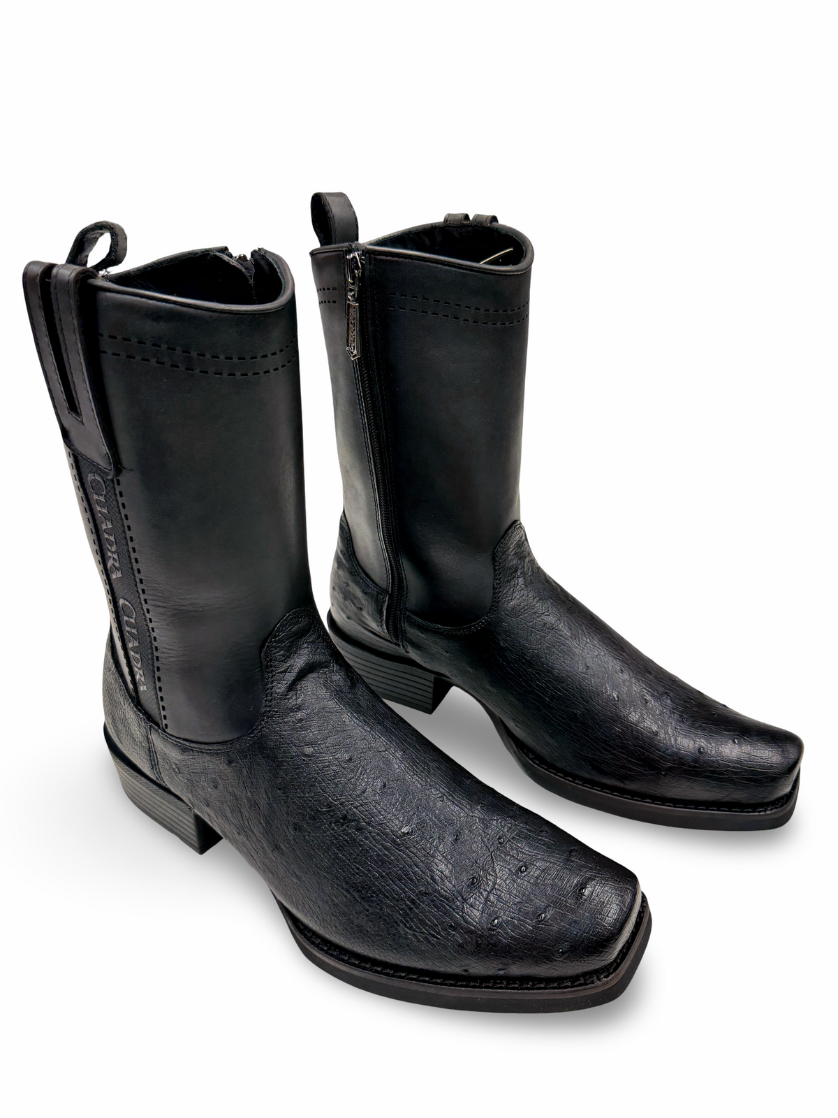 Cuadra Men's Black Ostrich Belly Boots 1J4KAB