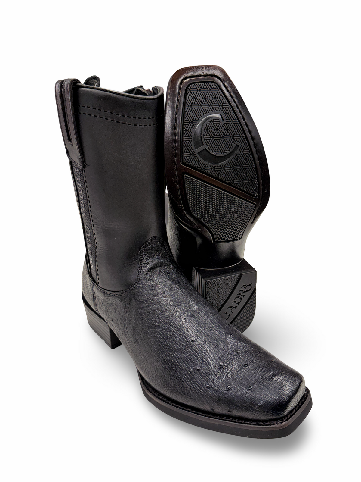 Cuadra Men's Black Ostrich Belly Boots 1J4KAB