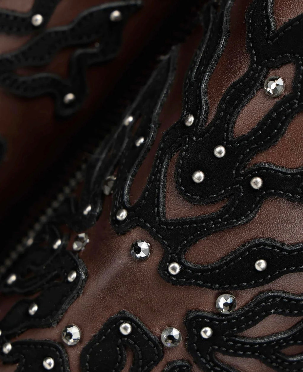 Cuadra Women's Chocolate Bovine Leather Tall Boots w Crystals 3F0ZRS