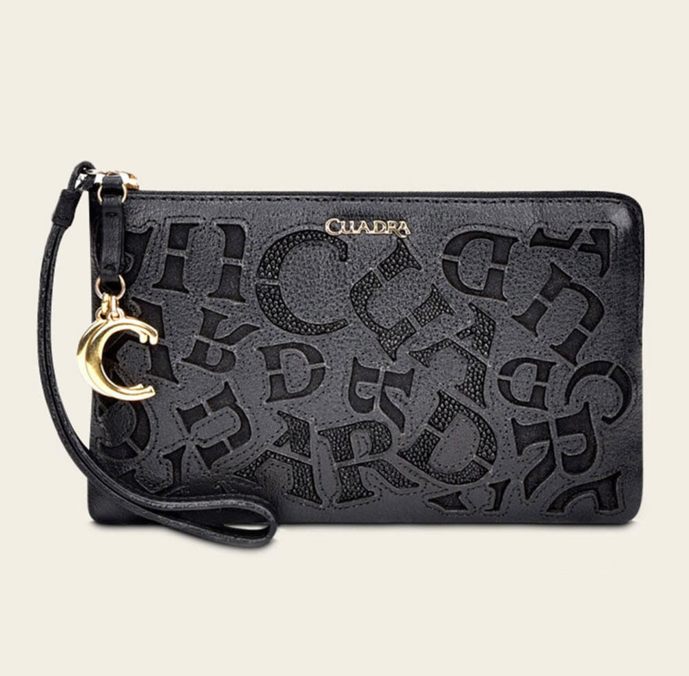 CUADRA | Women's Black Genuine Stingray/Bovine Leather Coin Purse BD192MA