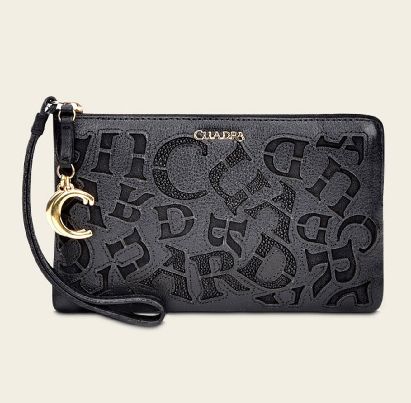 CUADRA | Women's Black Genuine Stingray/Bovine Leather Coin Purse BD192MA