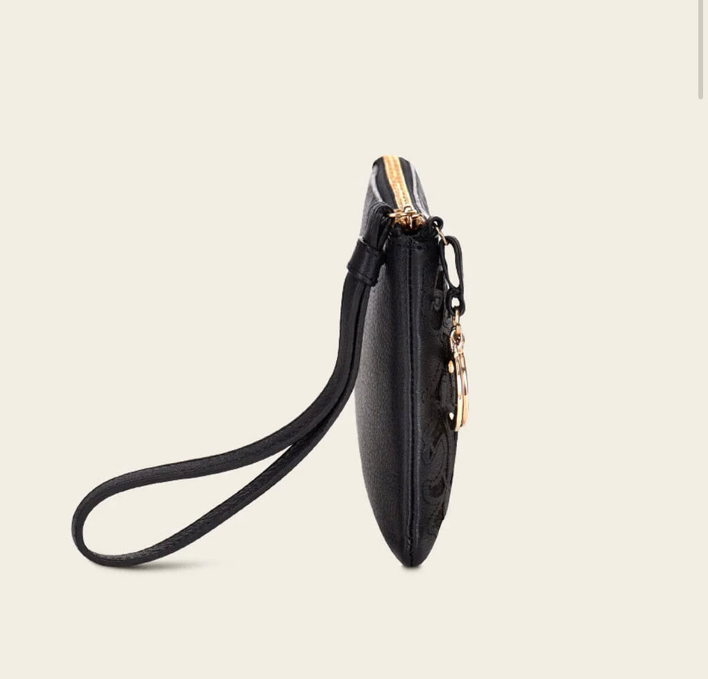 CUADRA | Women's Black Genuine Stingray/Bovine Leather Coin Purse BD192MA