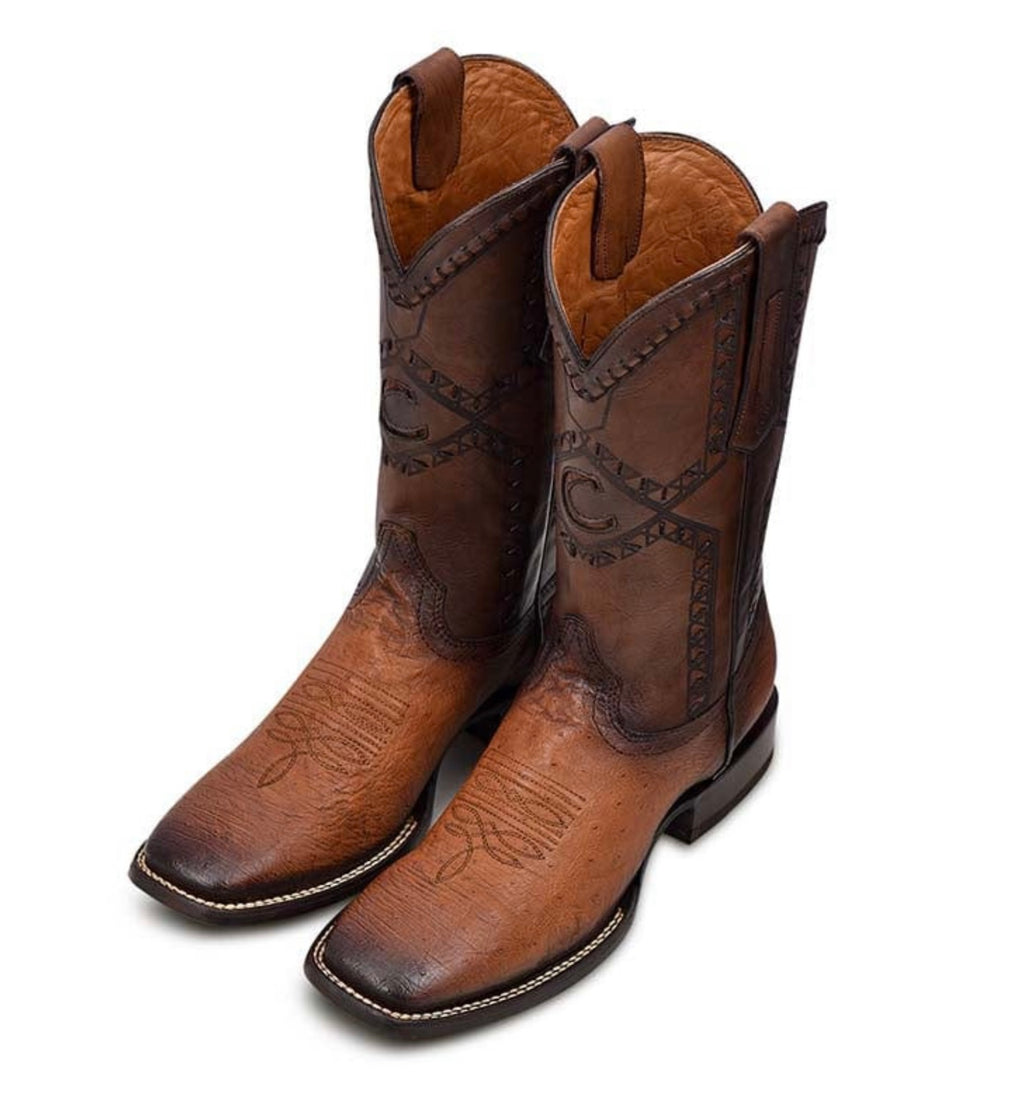 Cuadra Mens Ostrich Belly Flame Honey Boots 3Z01AB