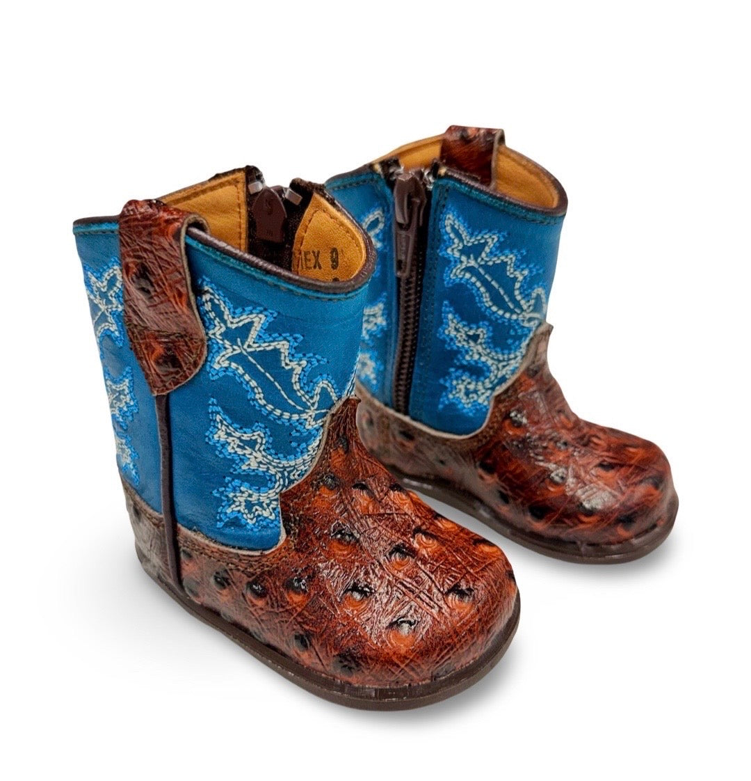 Genuine Leather Shedron Ostrich Toddler/Kids Boots