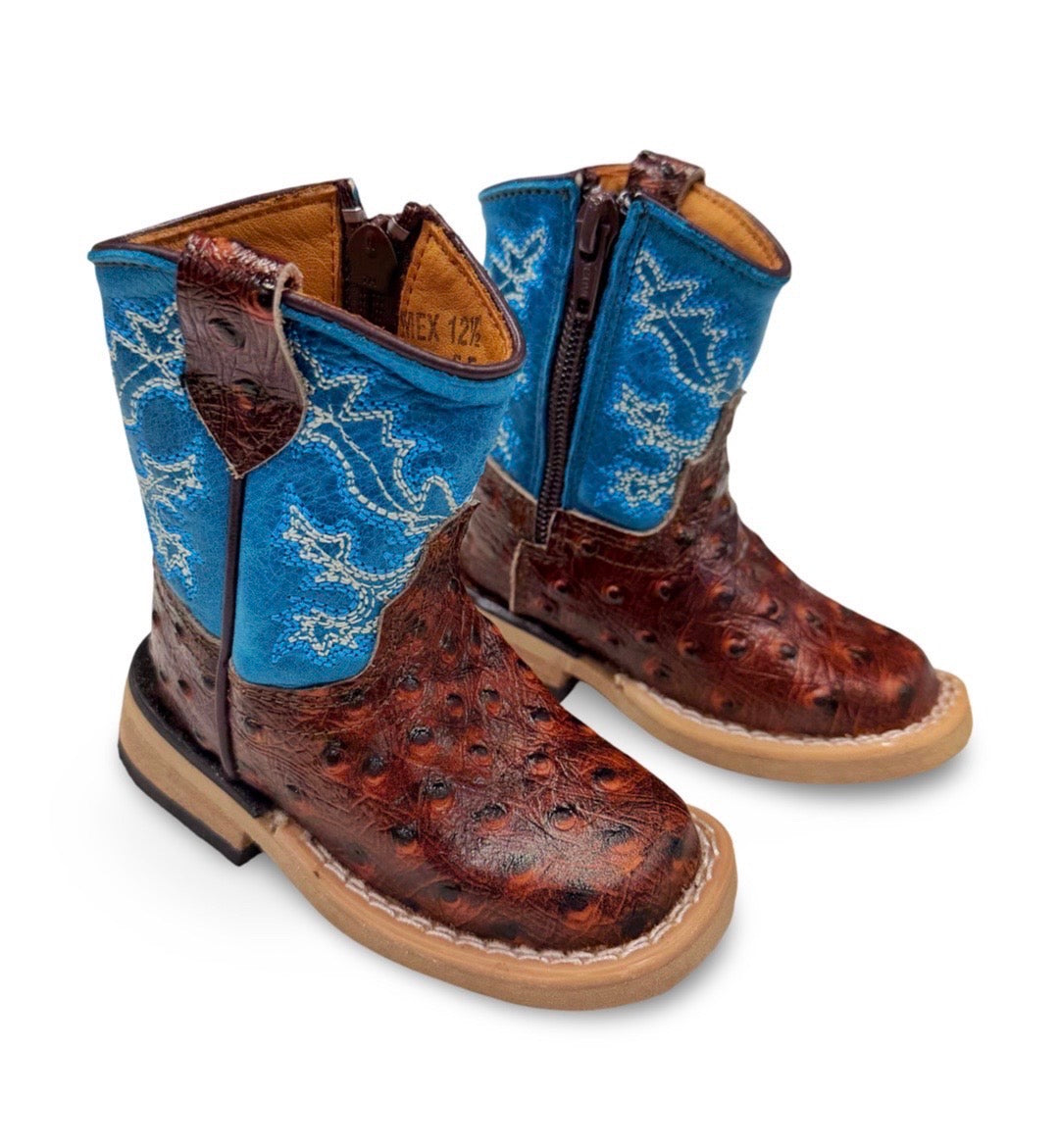 Genuine Leather Shedron Ostrich Toddler/Kids Boots