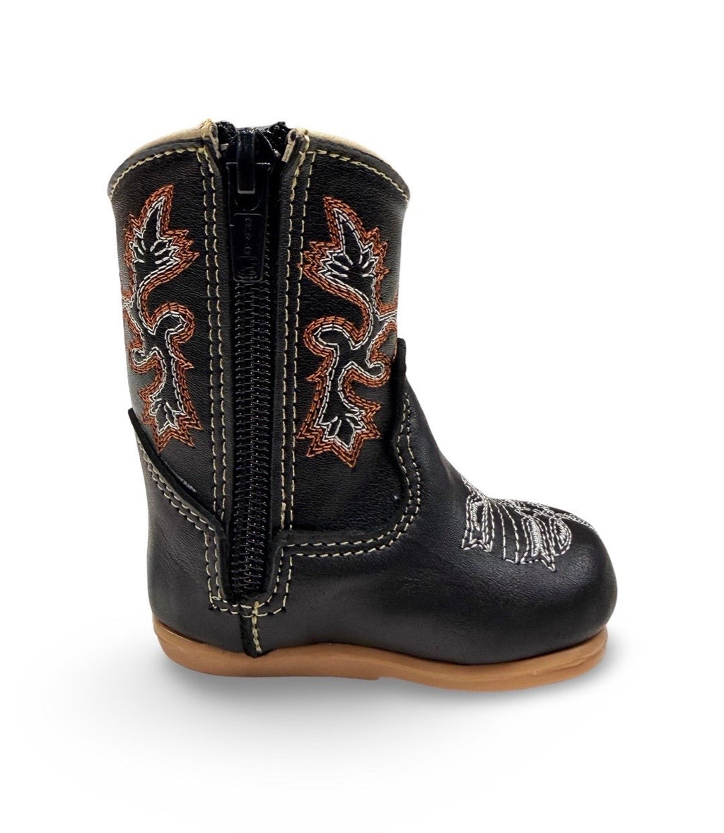 Genuine Leather Black Cowboy Toddler/Kids Boots