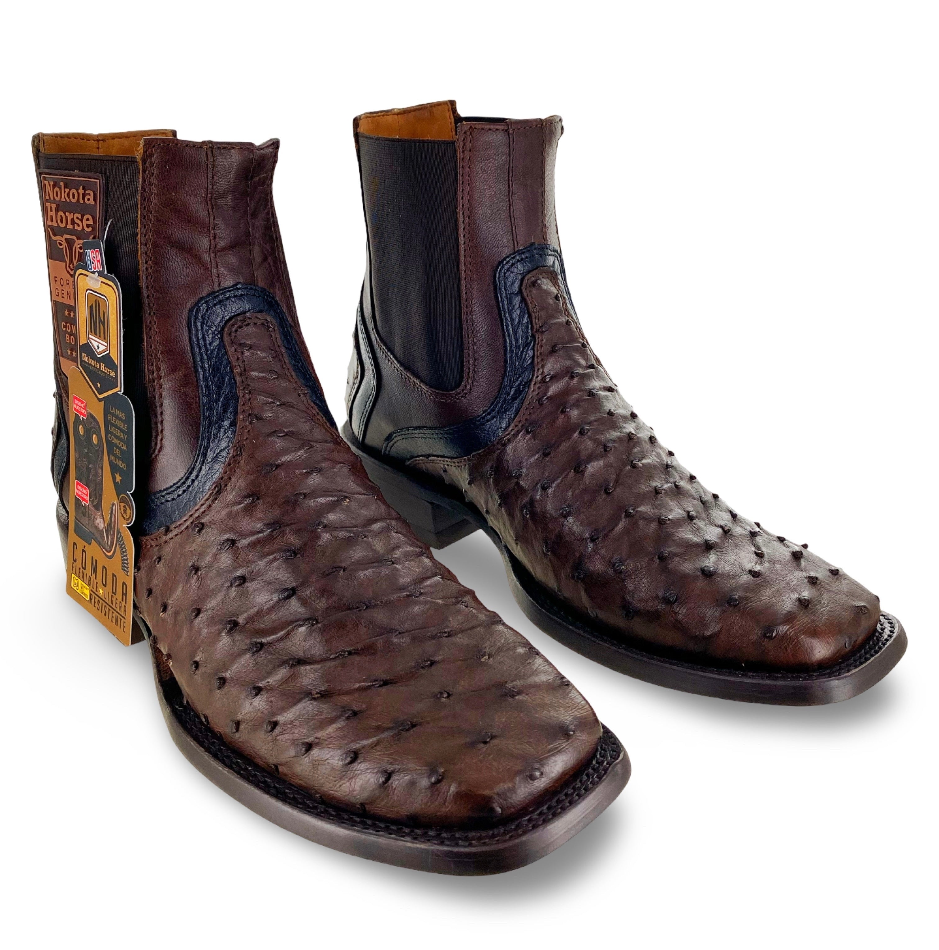 Nokota Horse Mens Owen 18 Authentic Coffee Ostrich Chelsea Boots