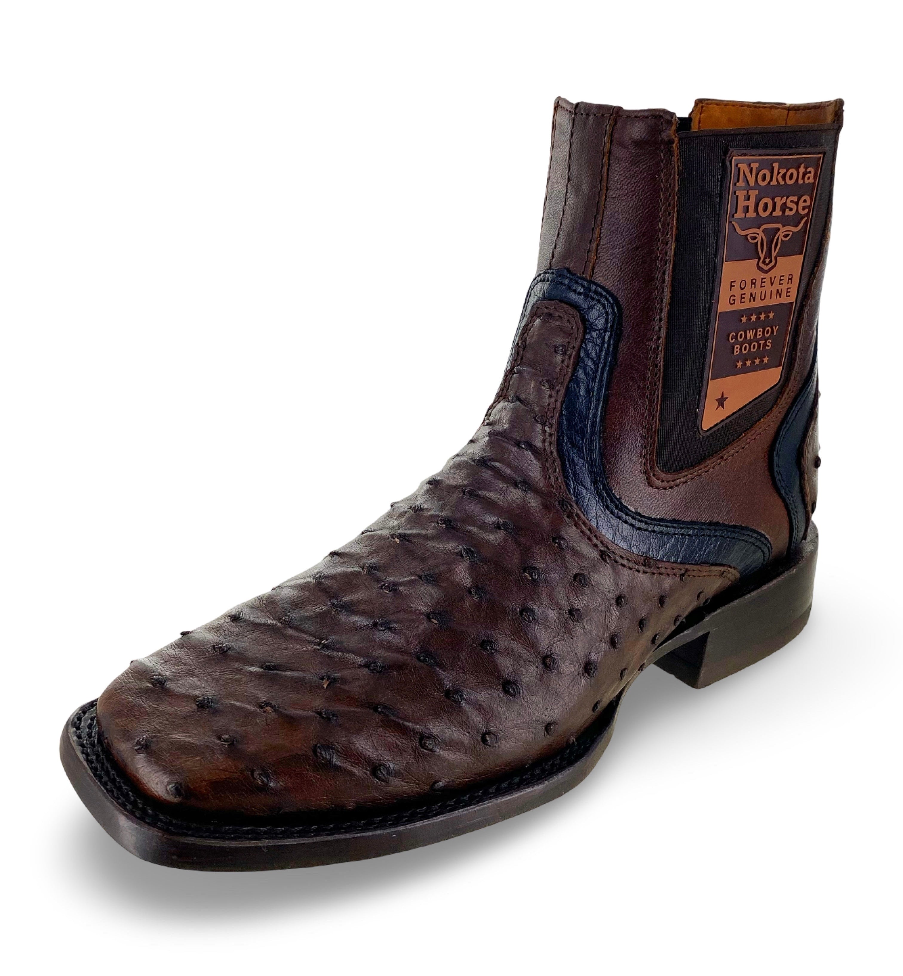 Nokota Horse Mens Owen 18 Authentic Coffee Ostrich Chelsea Boots