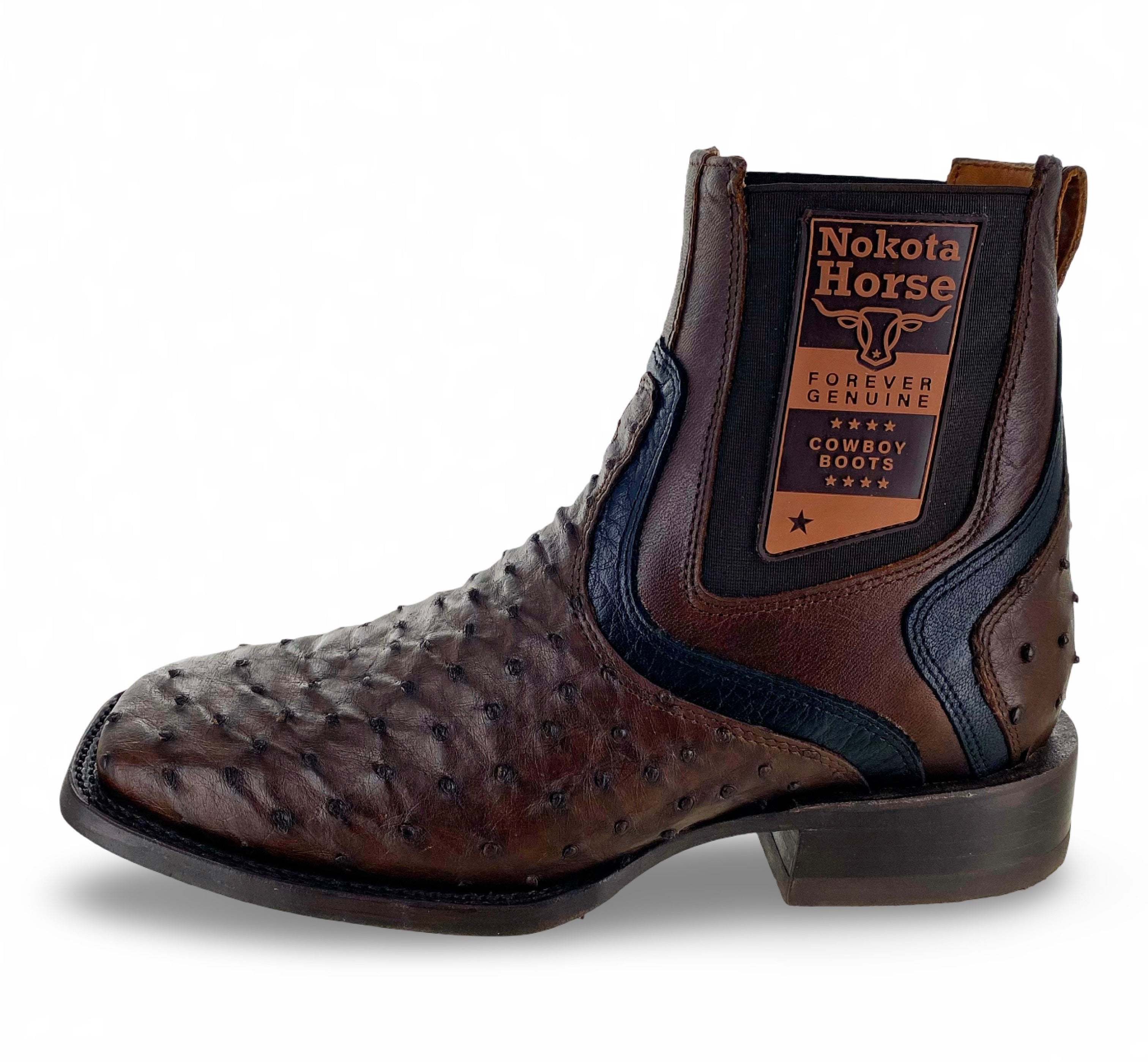Nokota Horse Mens Owen 18 Authentic Coffee Ostrich Chelsea Boots