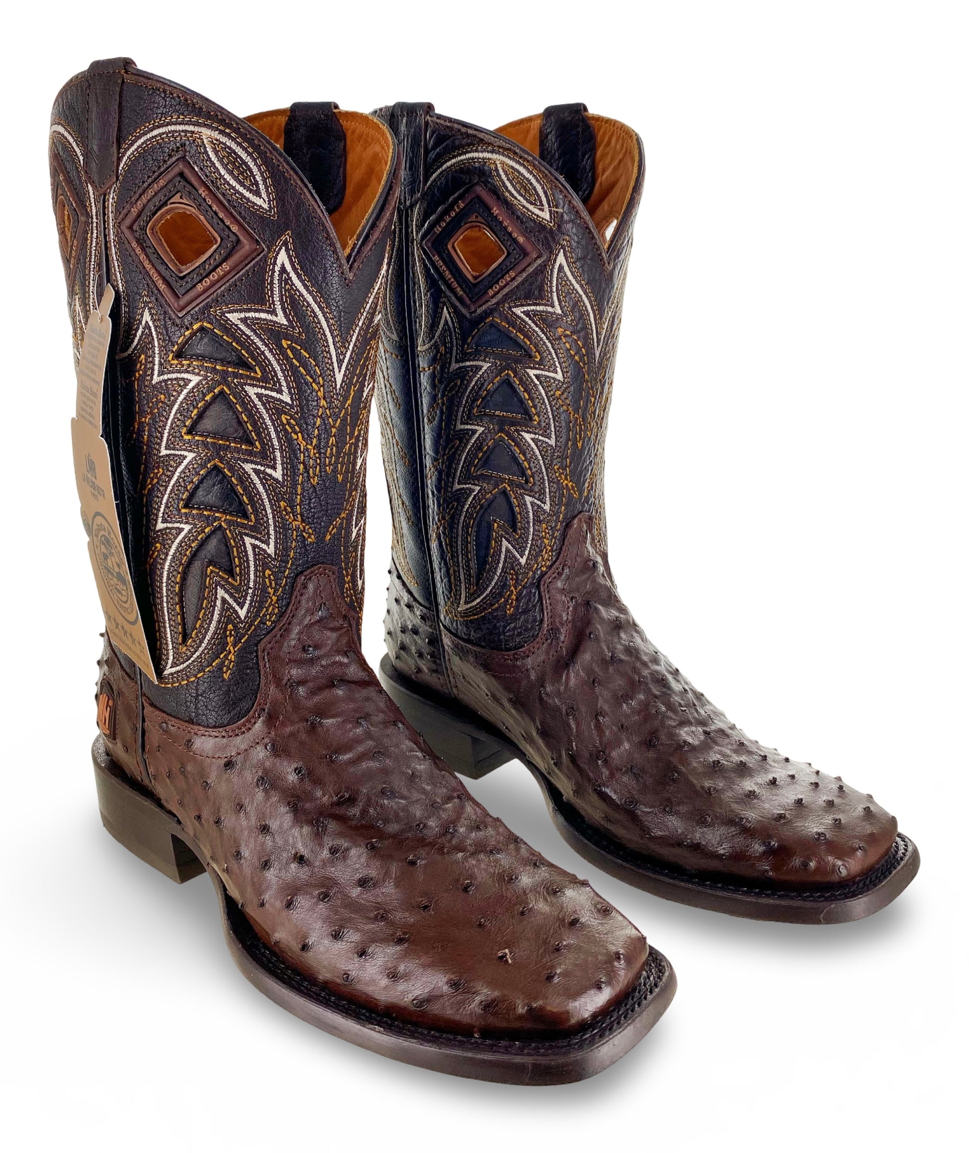 Nokota Horse Mens McCarthy 18 Authentic Coffee Ostrich Boots