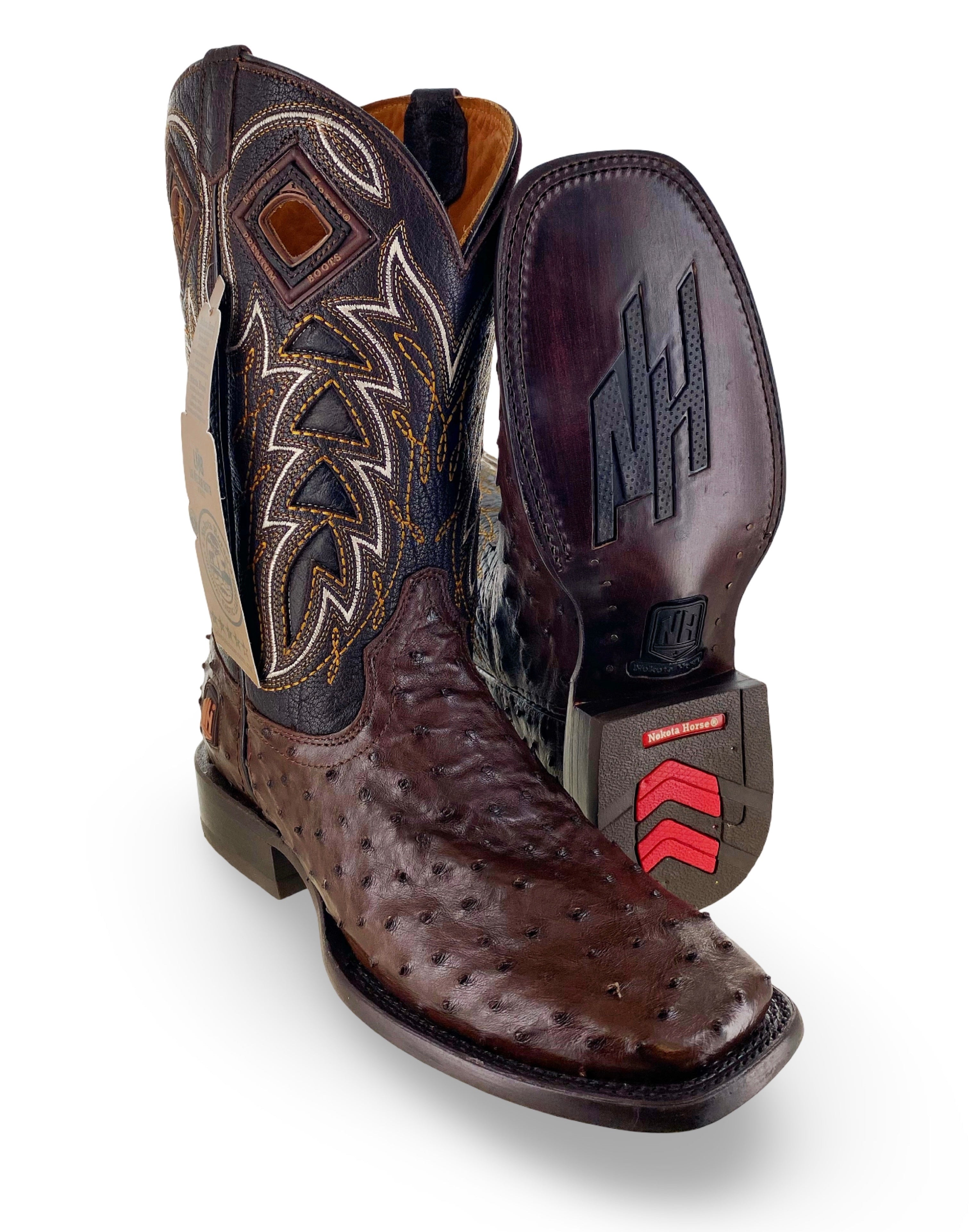 Nokota Horse Mens McCarthy 18 Authentic Coffee Ostrich Boots