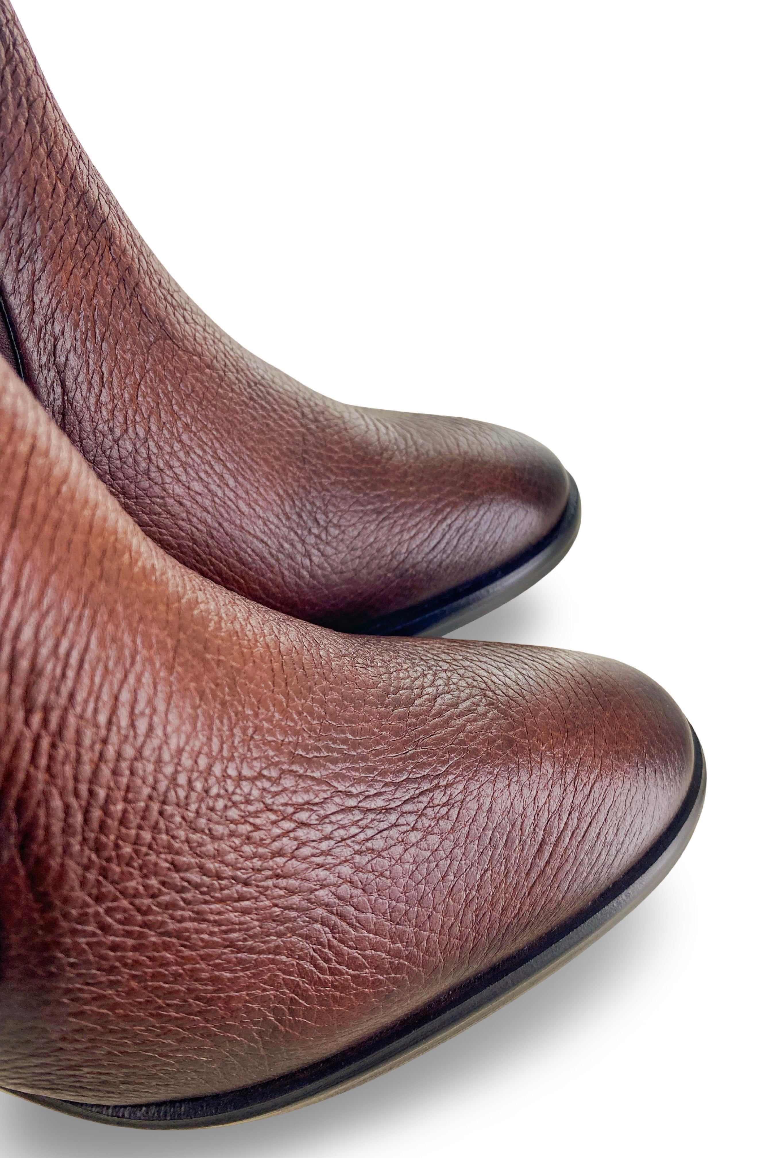 Cuadra Wmns Engraved Brown Deerskin/Cowhide Leather Tall Bristol Honey Boots T40VNRS