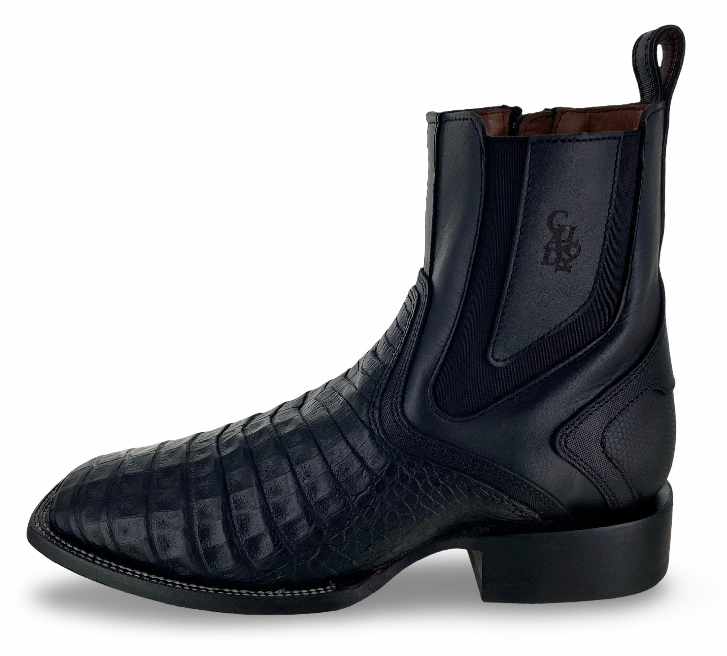 Cuadra Mens Black Genuine Caiman Belly Boots CU891