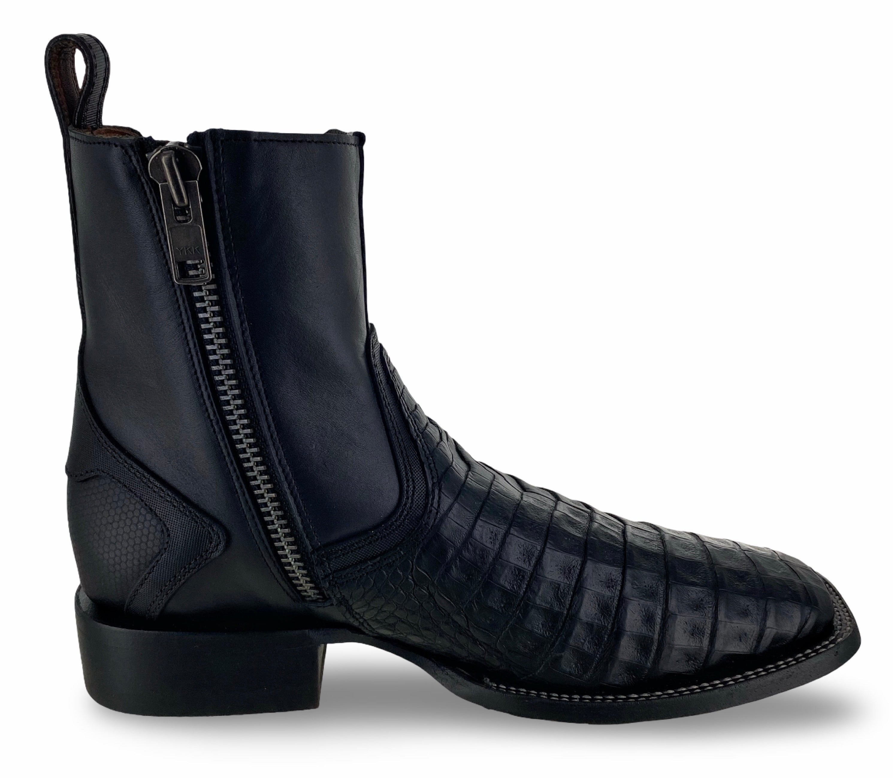 Cuadra Mens Black Genuine Caiman Belly Boots CU891