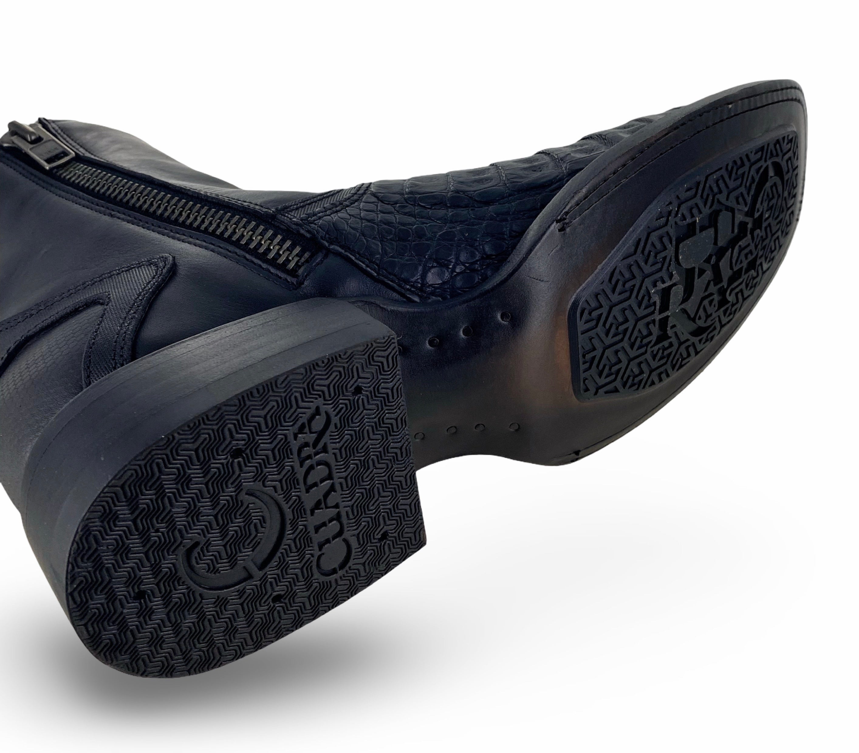 Cuadra Mens Black Genuine Caiman Belly Boots CU891