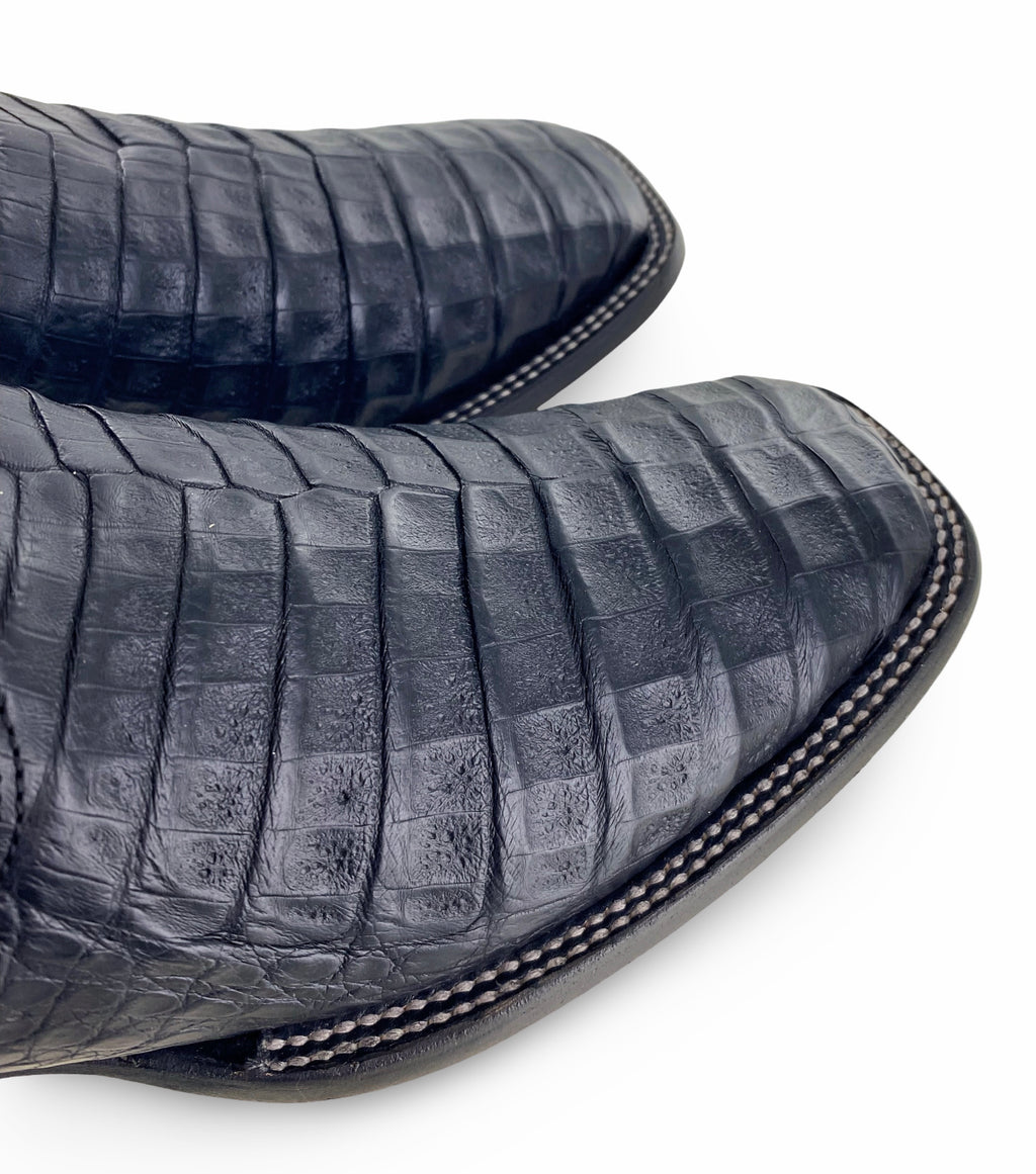 Cuadra Mens Black Genuine Caiman Belly Boots CU891