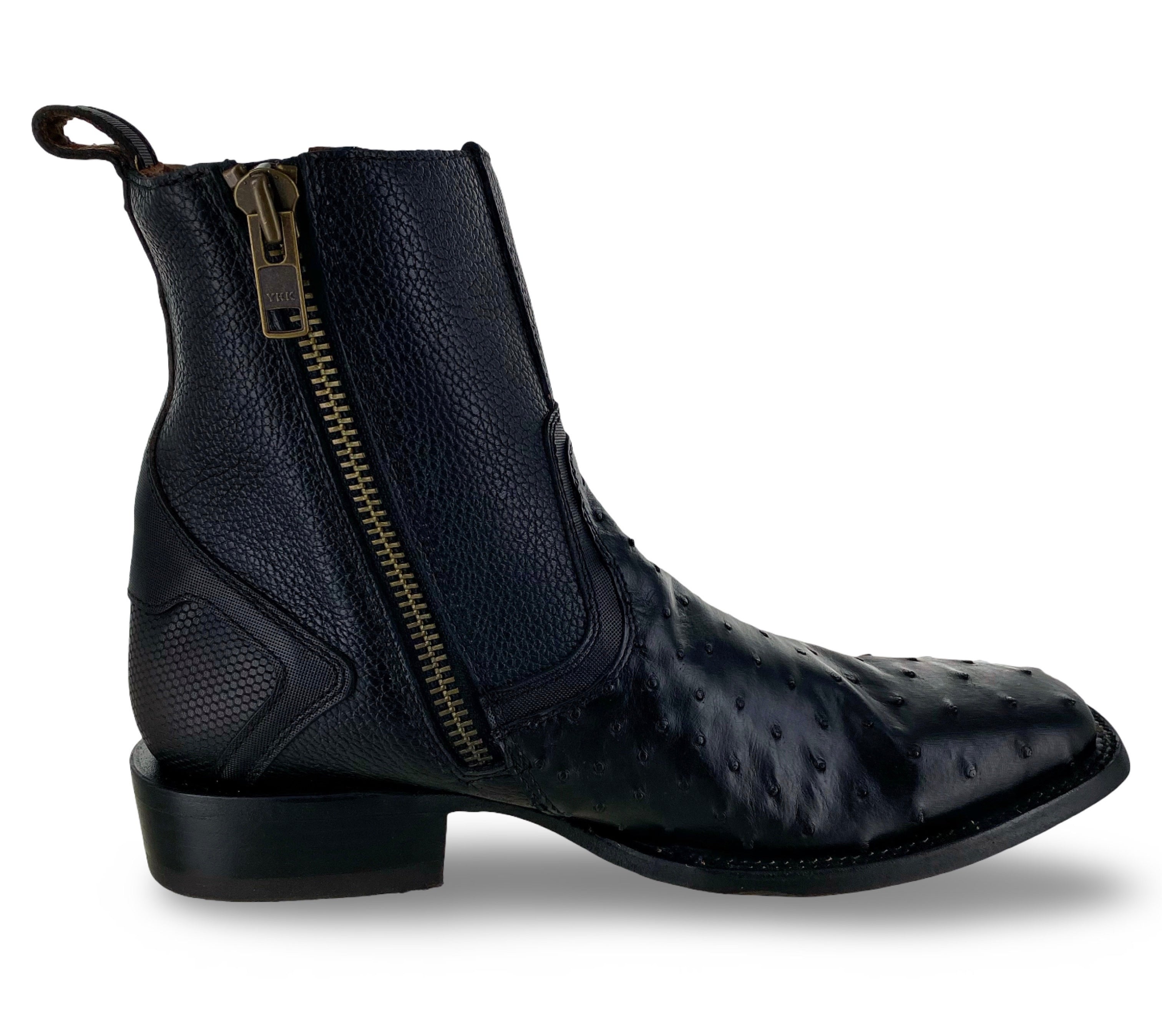 Cuadra Mens Black Genuine Ostrich Chelsea Boots CU821