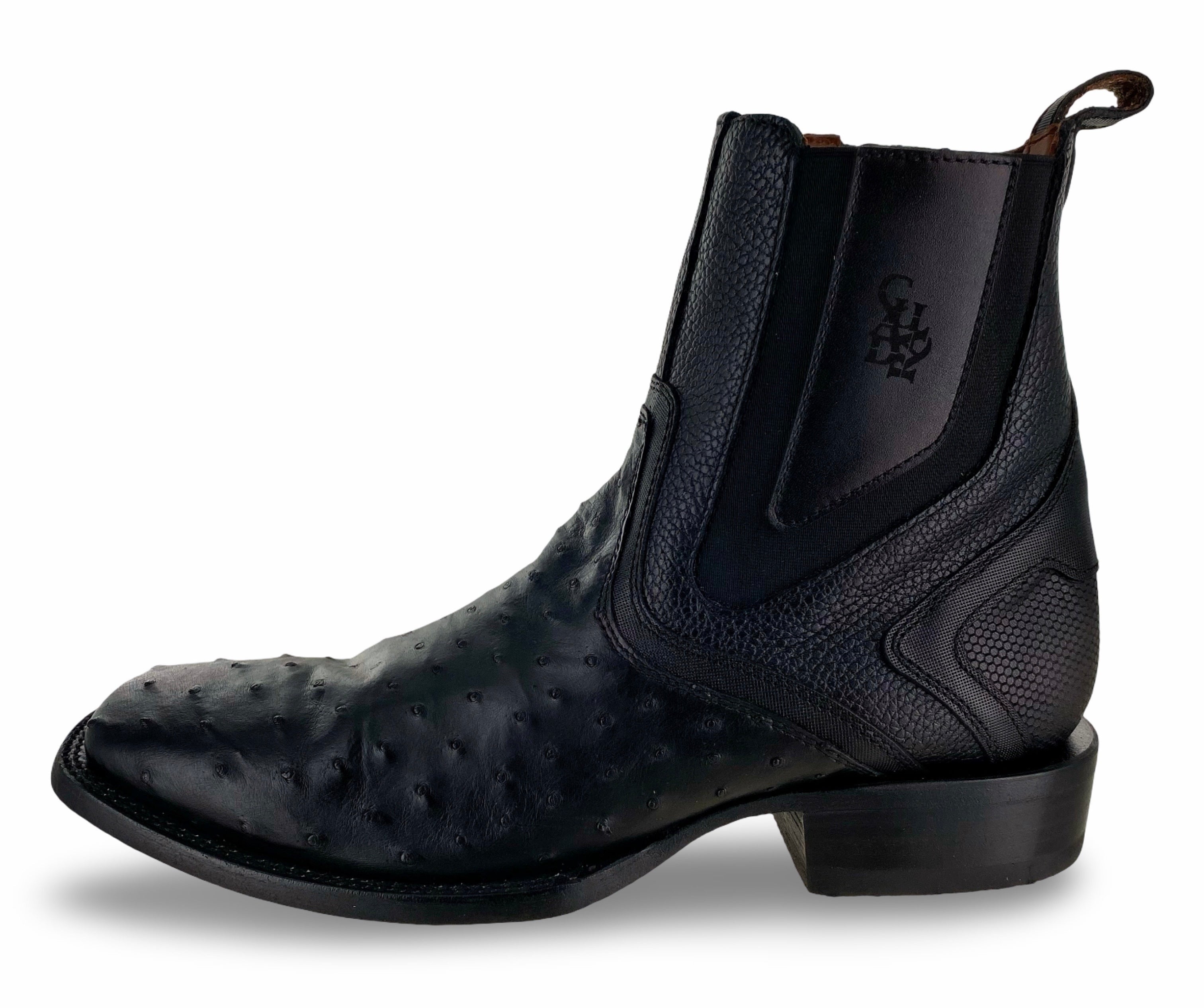 Cuadra Mens Black Genuine Ostrich Chelsea Boots CU821