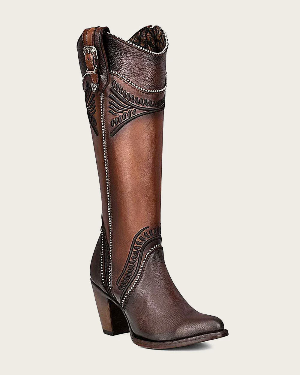 Cuadra Wmns Tall Boots Hand painted embroidered honey leather 3F82RS