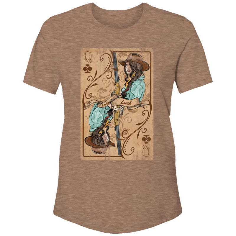 HOOEY WOMENS T-SHIRT "LADY LUCK" LIGHT BROWN