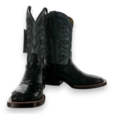Franko Boots Mens Bulldog Grabado Avestruz Negro