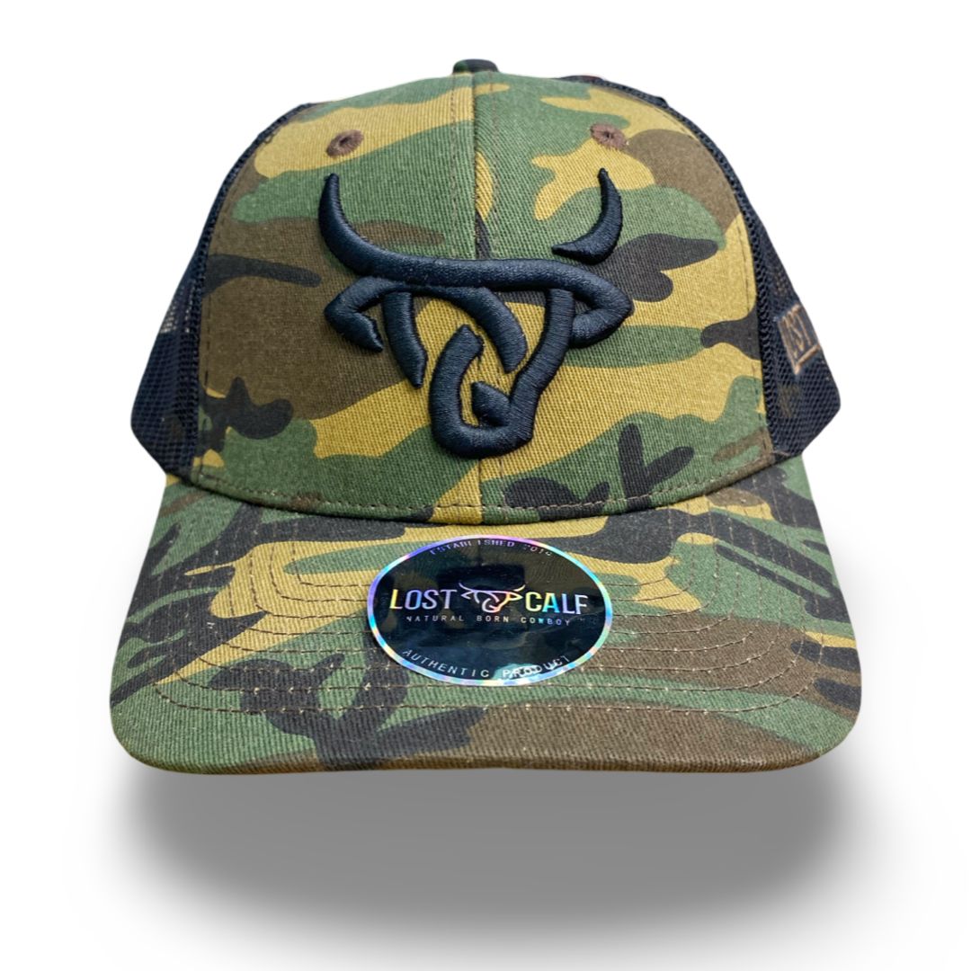 LOST CALF | BULL LOGO CAMO/BLACK SNAPBACK