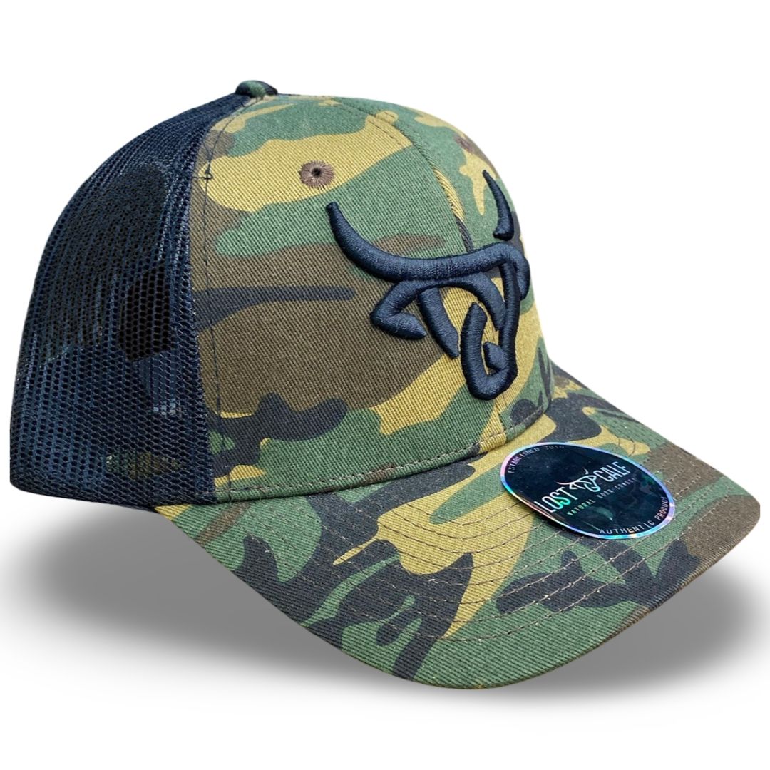 LOST CALF | BULL LOGO CAMO/BLACK SNAPBACK