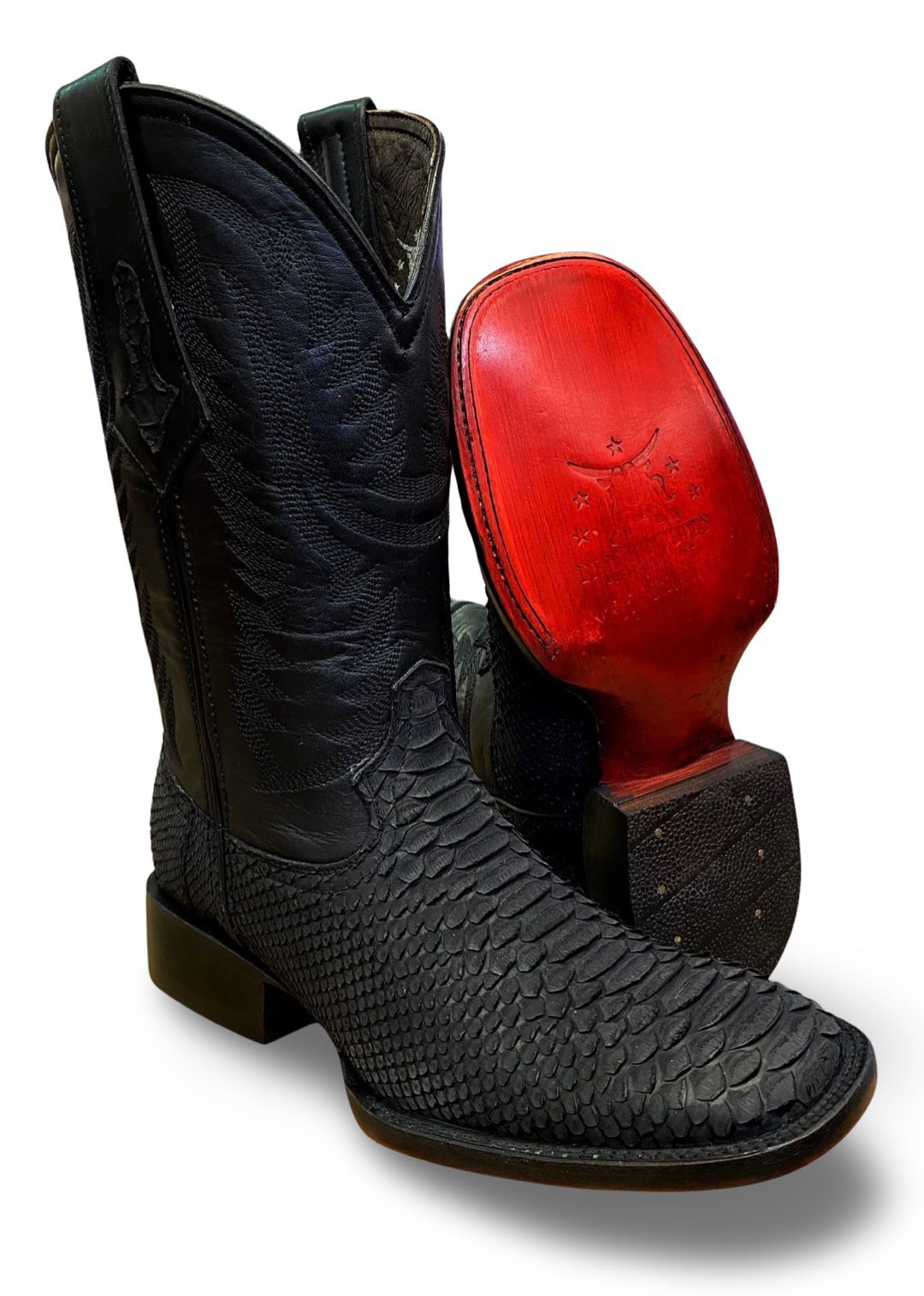 Franko Boots Mens Bulldog Python Negro Suela Roja Original