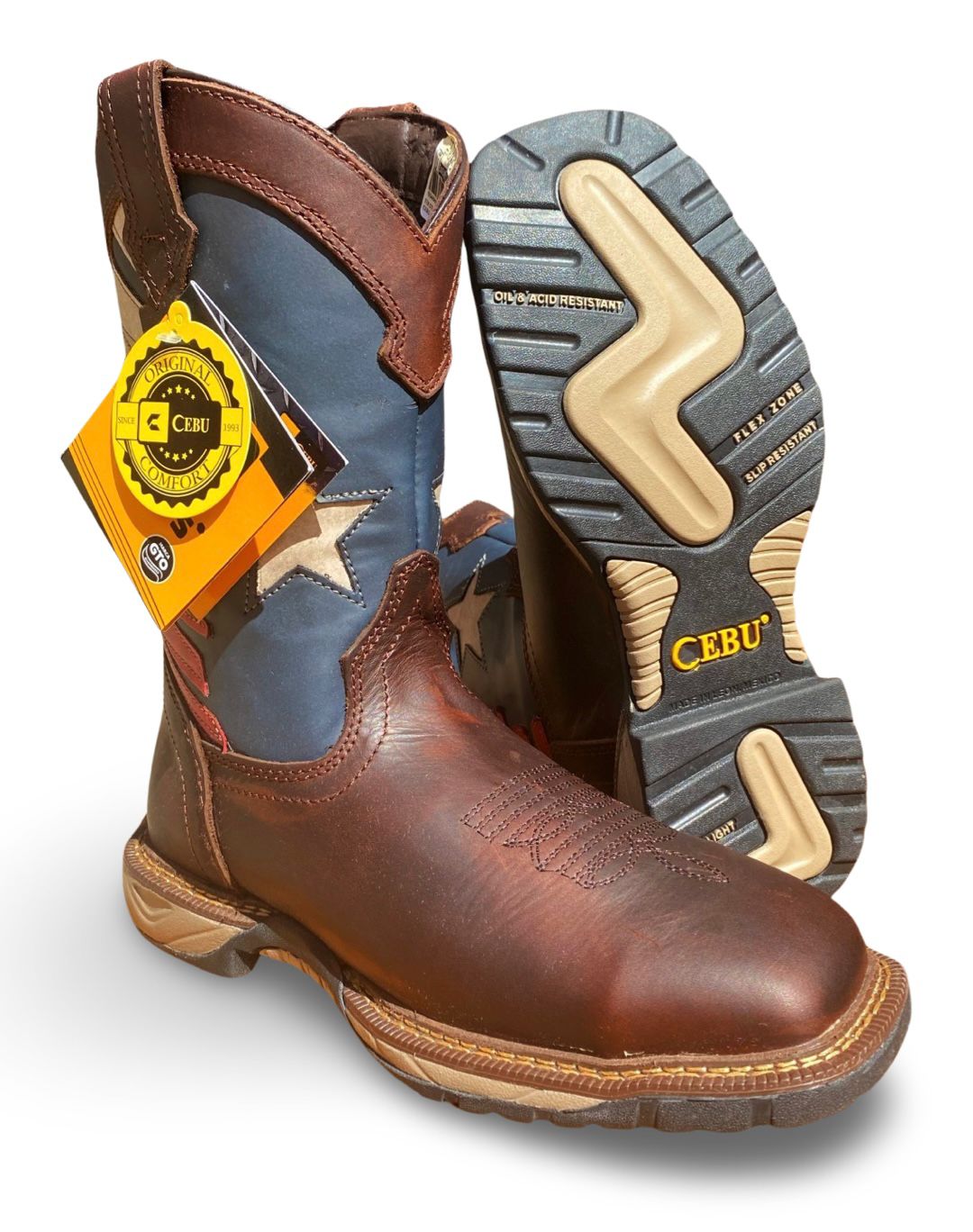 Cebu | Mens TEX STL Brown Steel Toe Work Boots