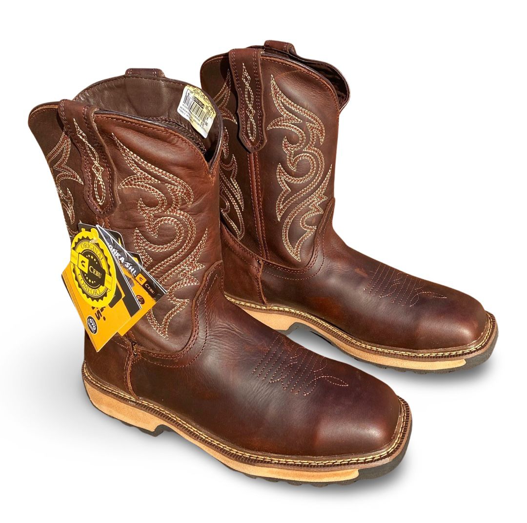 Cebu | Mens Nebraska STL Brown Steel Toe Work Boot