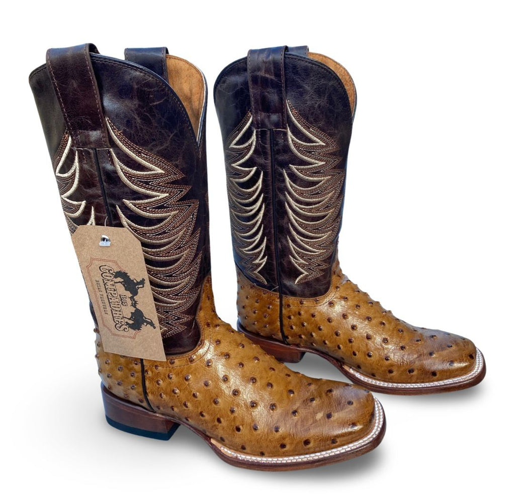 Los Compadres | Women's 212-6 Avestruz Sombreada Cafe Woven Bulldog Boot